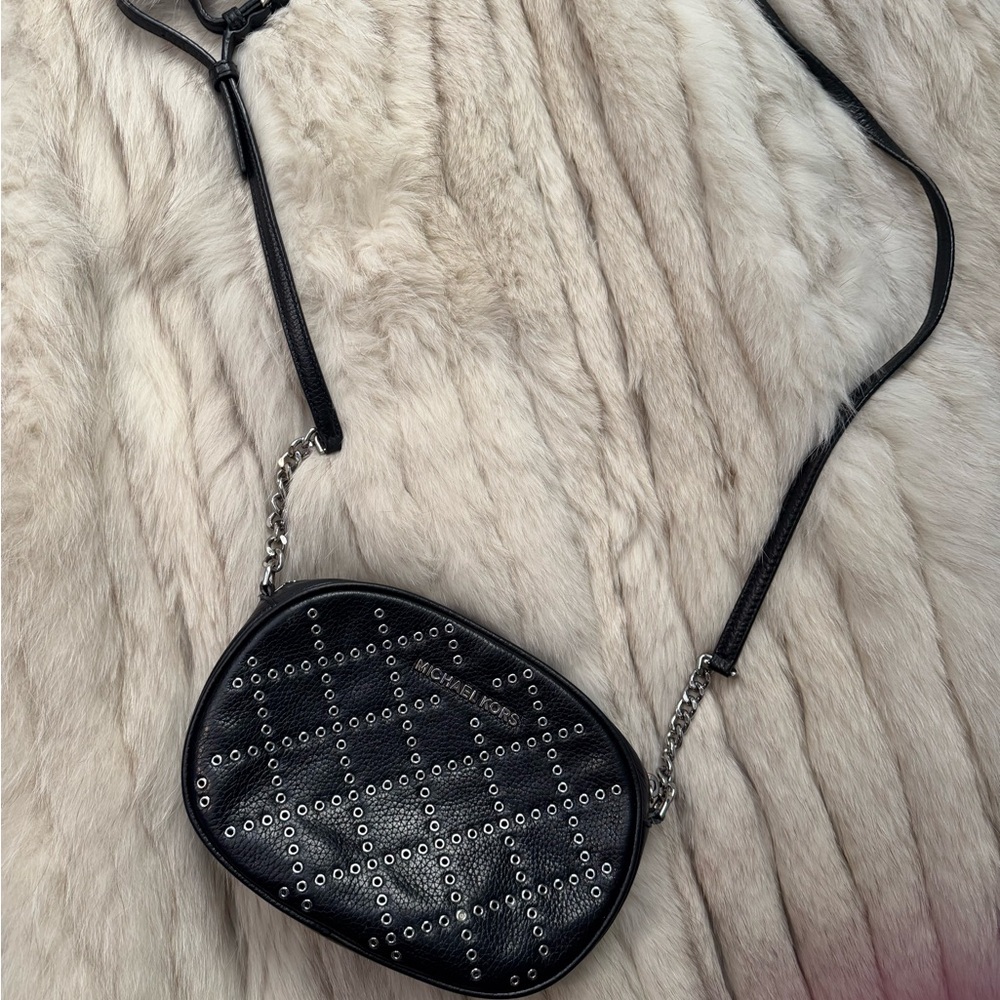 Michael Kors Black Crossbody Bag with Silver Studs